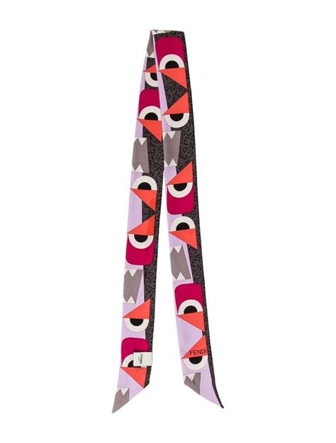 fendi pink multicolor fendi monster eye print silk twilly|fendi t shirts.